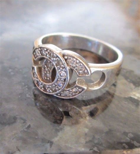 silver chanel ring|vintage chanel ring.